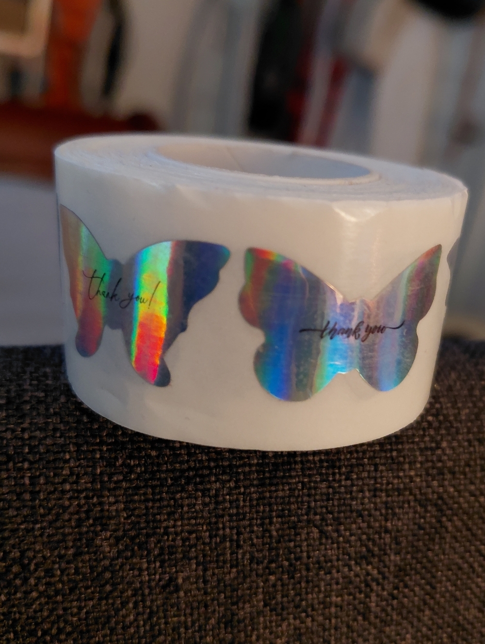500ct. Holographic Butterfly Thank You Stickers - Bonus 3 Random Polymailers - Picture 5 of 5